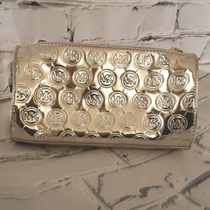 NEW SHINY GOLD MICHAEL KORS COSMETIC BAG